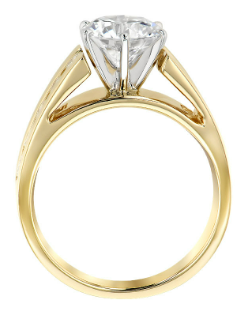 14K Cathedral Solitaire Ring Mounting with Channel Set Diamonds