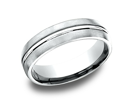 Load image into Gallery viewer, 6.5mm 14K Light Comfort Fit Wedding Band w/ Center Cut &amp;amp; Satin Finish
