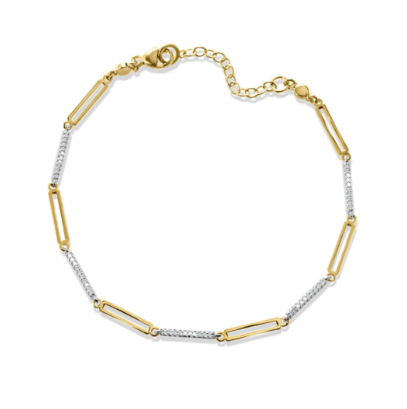 Load image into Gallery viewer, 10K Two-Tone Gold 1/5 ct. Pave Diamond Paperclip Loops Bracelet
