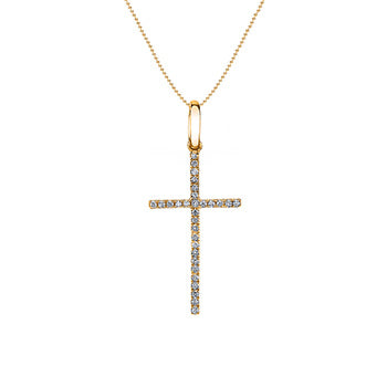 14k Yellow or White Gold Diamond Cross Pendant