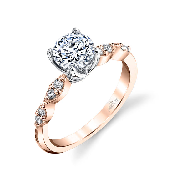 14k Rose & White Gold Scalloped Semi-Mount Engagement Ring