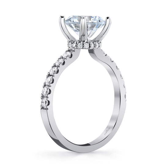 14k White Gold Semi-Mount Engagement Ring w/ Hidden Halo