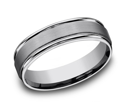 Load image into Gallery viewer, 6mm Tungsten Comfort Fit Wedding Band w/ Satin Center &amp;amp; Round Edges
