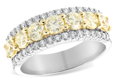 Load image into Gallery viewer, 14K White Gold and Yellow Diamond Ladies Band
